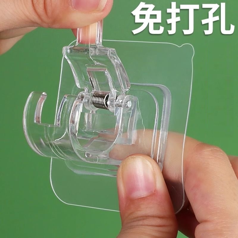 伸缩杆支架窗帘杆免打孔粘贴式支架夹子横杆门帘伸缩杆粘钩=