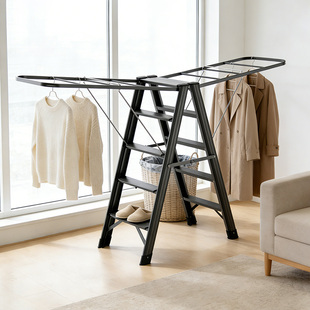 格美居铝合金置地可折叠翼型晾衣架修物家用阳台客厅晾衣晒被两用