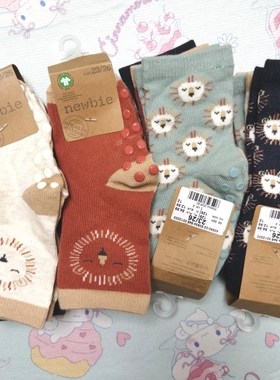 newbie有机棉防滑婴儿袜地板袜一组四双