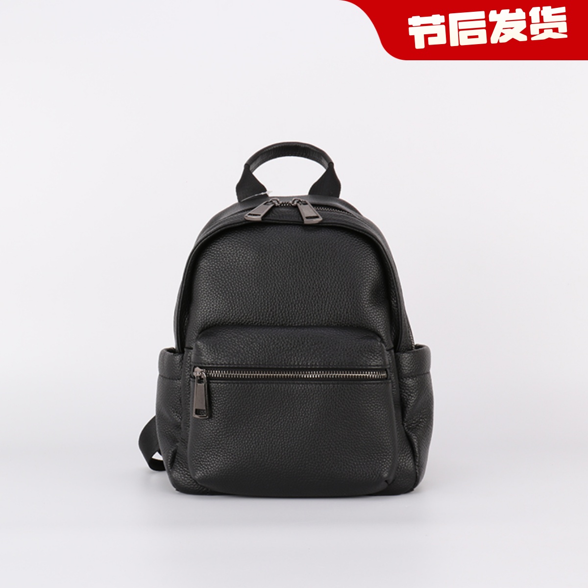 Din意志 21新款纯色牛皮双肩包休闲荔枝纹路旅游背包软面真皮女包