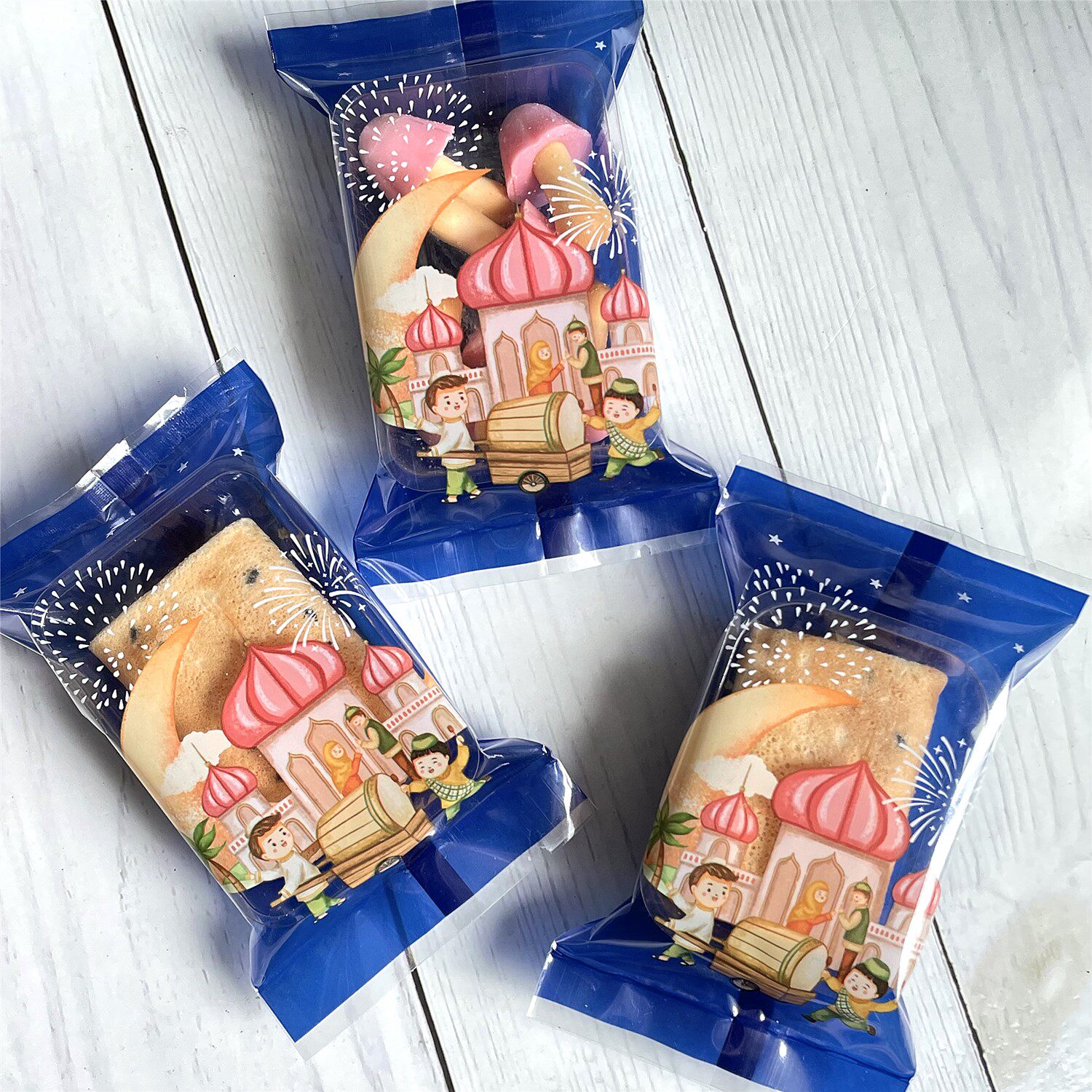 7*12 烟花月亮城堡凤梨酥底托饼干西点袋绿豆糕食品袋机封包装袋