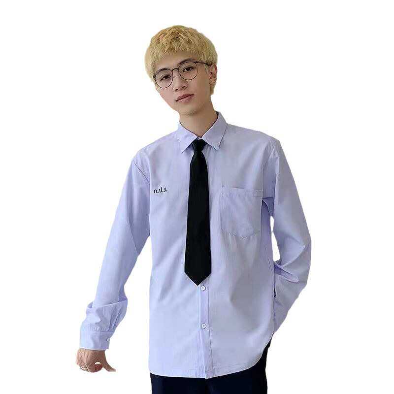 学院风泰国校服JK淡紫短袖学生衬衫初恋百搭圆领娃娃领上衣少女