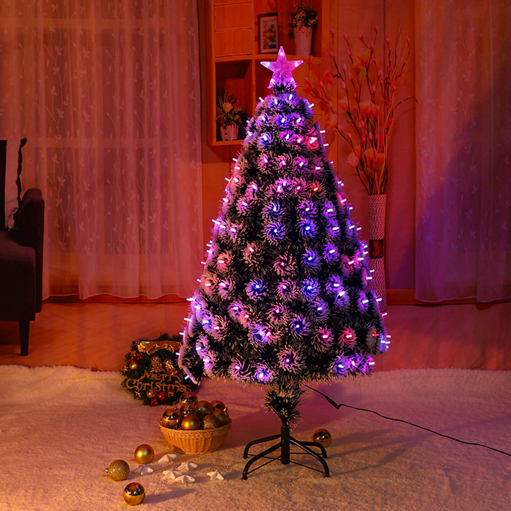 光纤圣诞树LED变色白边长灯泡红蓝光纤圣诞树 圣诞装饰创意小礼品