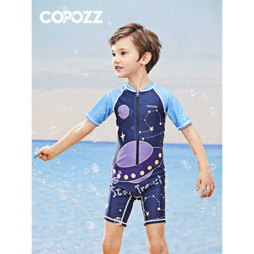 COPOZZ夏季儿童泳衣男童女童连体速干防晒游泳衣中大童宝宝新款