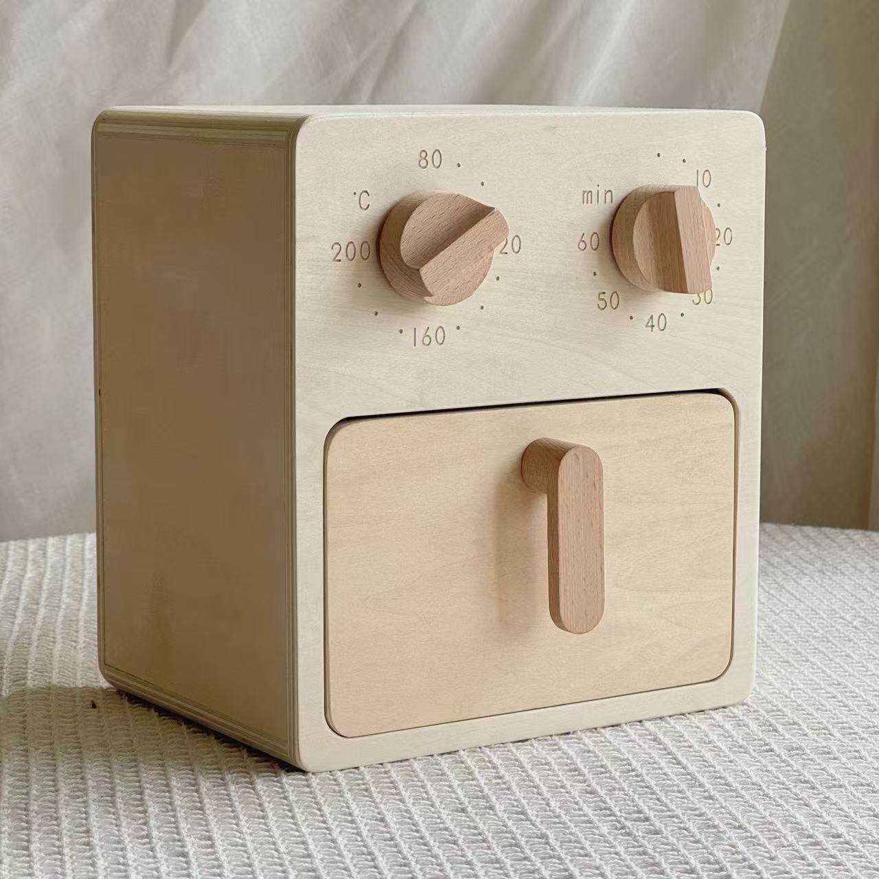 ins儿童木制空气炸锅 玩具 原木色 烤鸡 烧烤BBQ过家家儿童房装饰