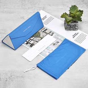 清仓捡漏 三角折叠眼镜盒 高品质品牌眼镜盒眼镜店镜布套装