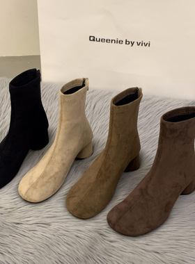 Fashion high heels, retro short boots, women's shoes, Martin