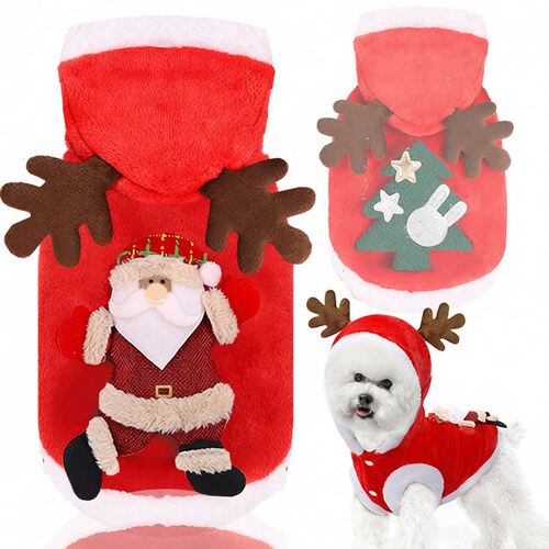 Christmas winter flannel warm pet cat dog clothes elk dog