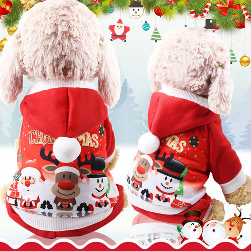 Four legged cat Christmas reindeer fleece hoodie dog cat