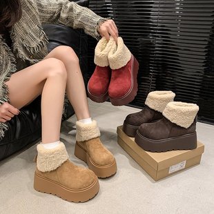 low shoes Fur slip anti top fleece boots snow women
