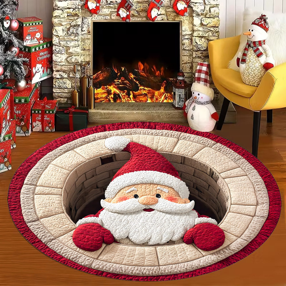 Christmas circular carpet, living room sofa, dirt resistant图片
