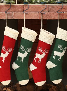 Christmas home decor gift bags, knitted reindeer socks kids