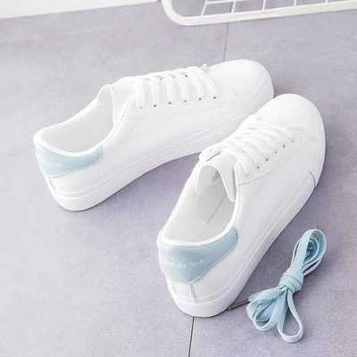 White shoes, women's fashionable flat bottomed board shoes,