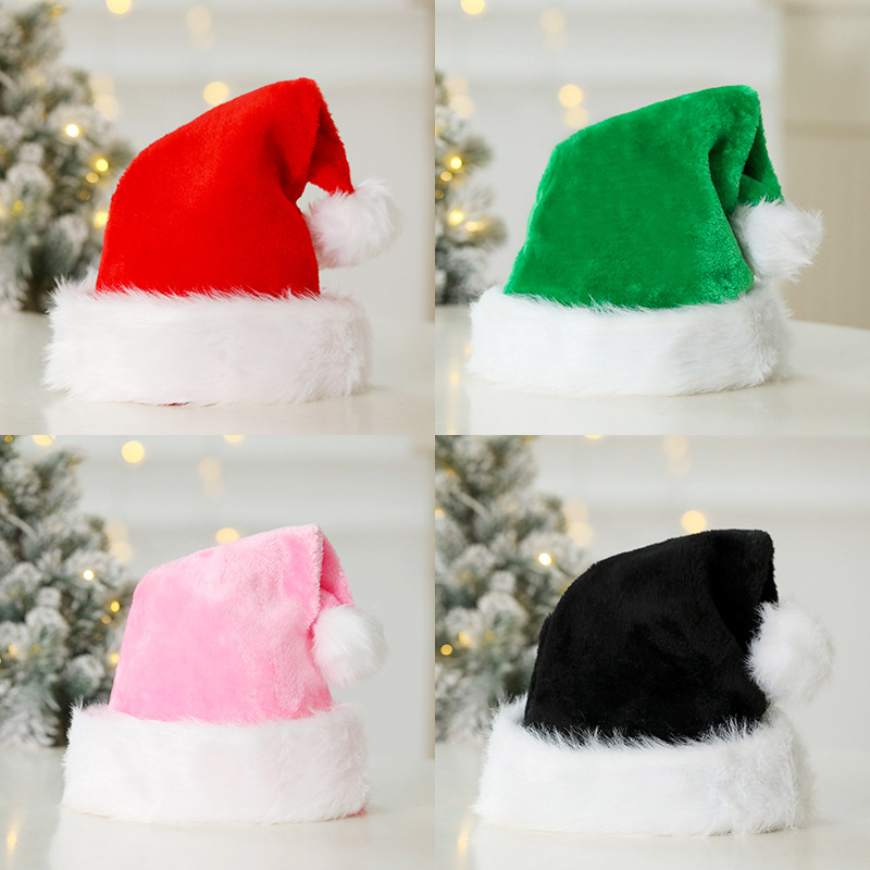 Velvet Christmas hat, enlarged ball xmas hat Santa Claus hat