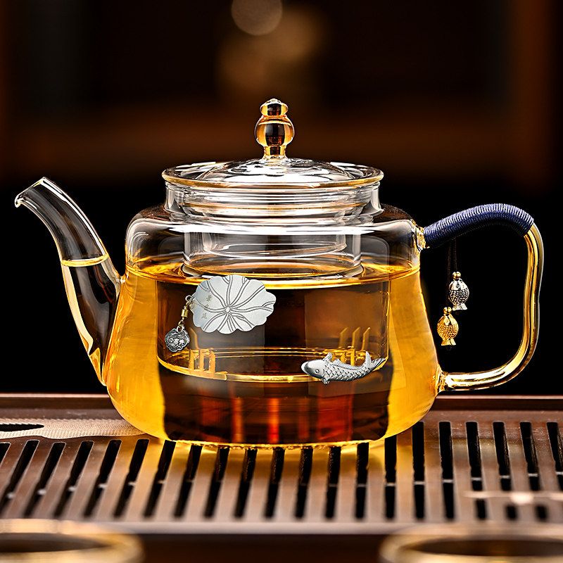 居友家玻璃泡茶壶茶水分离耐高温加厚煮茶壶大号泡茶器黑晶炉煮茶