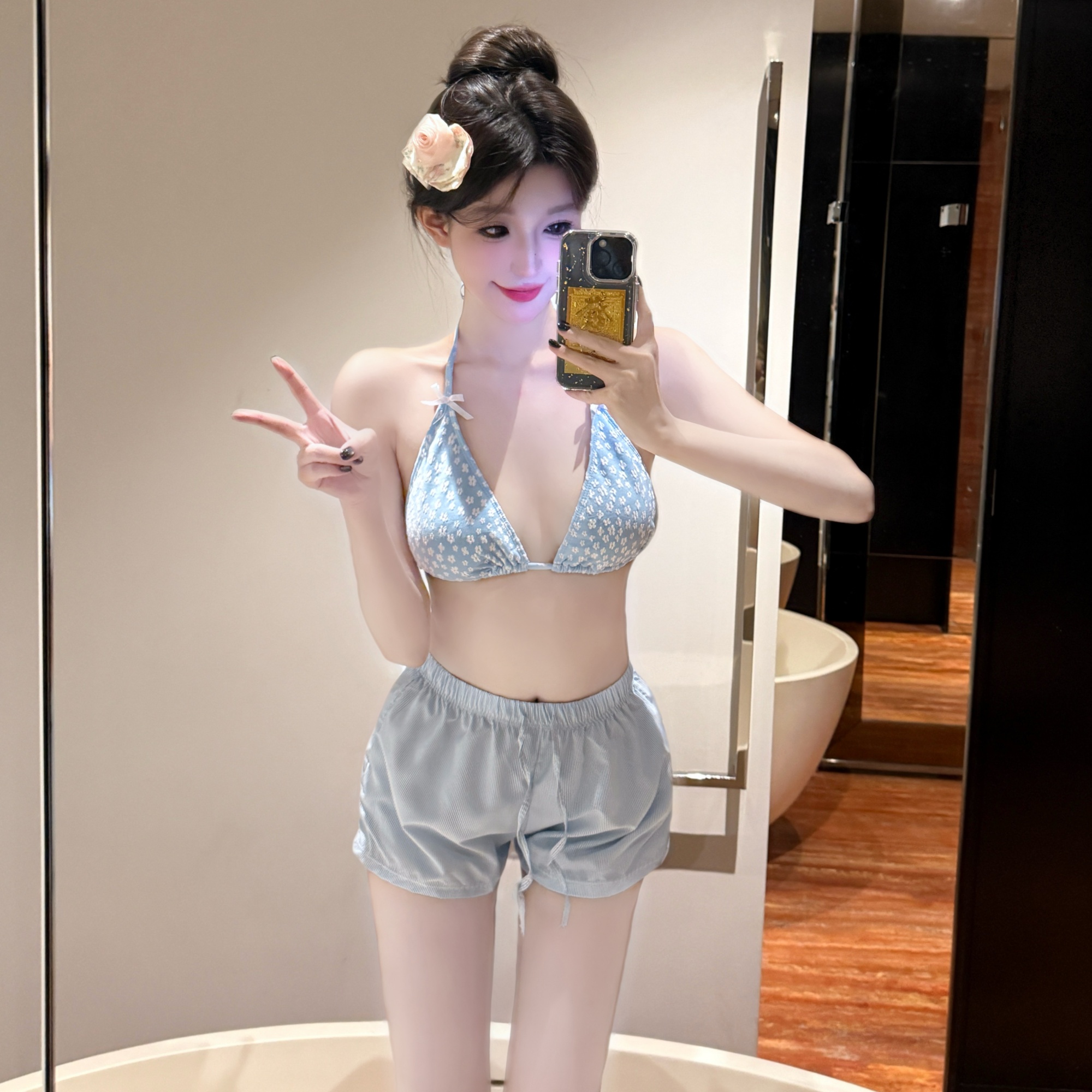 比基尼分体泳衣女泡温泉