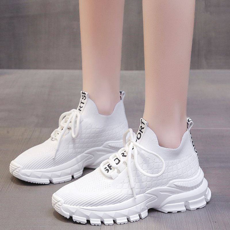 file菲乐袜子鞋女2023春季新款飞织网面透气跑步老爹鞋舒适运动鞋