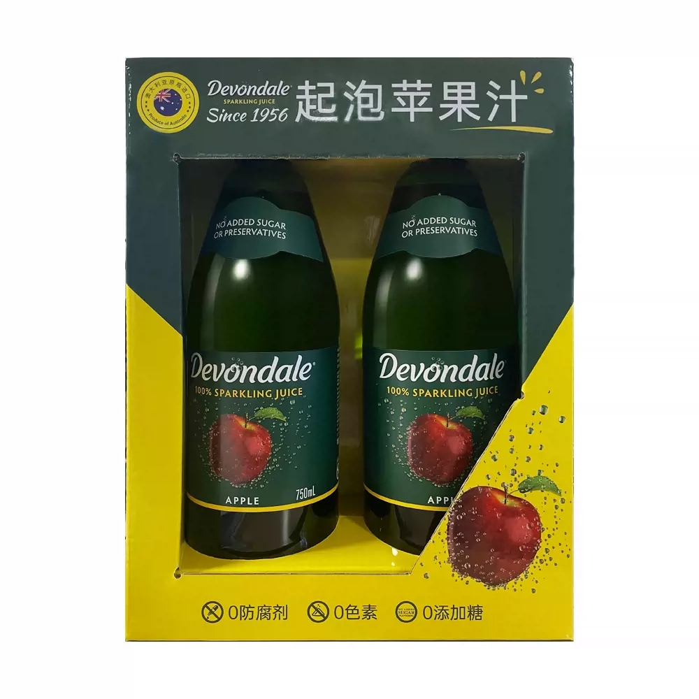 Devondale起泡苹果汁澳大利亚进口网红清爽酸甜大瓶750ml女士之选