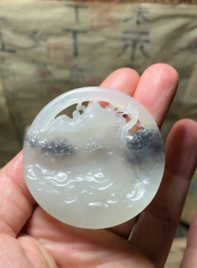 来料加工和田玉山水仙鹤吊坠 可售