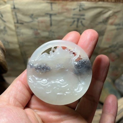 来料加工和田玉山水仙鹤吊坠 可售