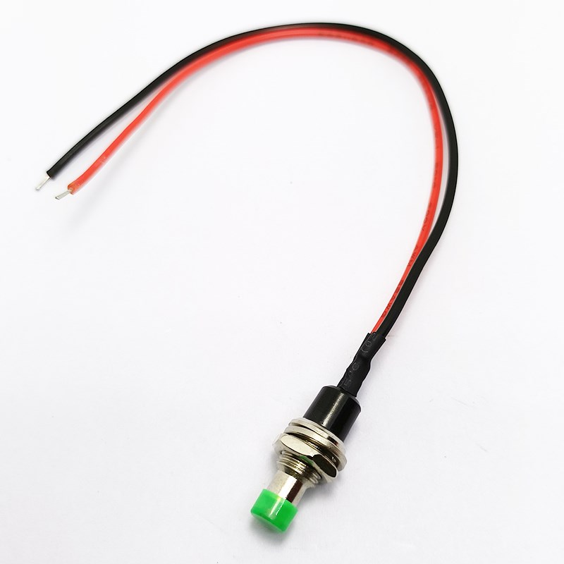 PBS-110 05B小型圆形金属按钮开关带线自复位点动按通电源开关7MM