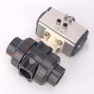 UPVC阀体 N气动双由令球阀 Q631F 10S PTFE阀座 UPVC阀板