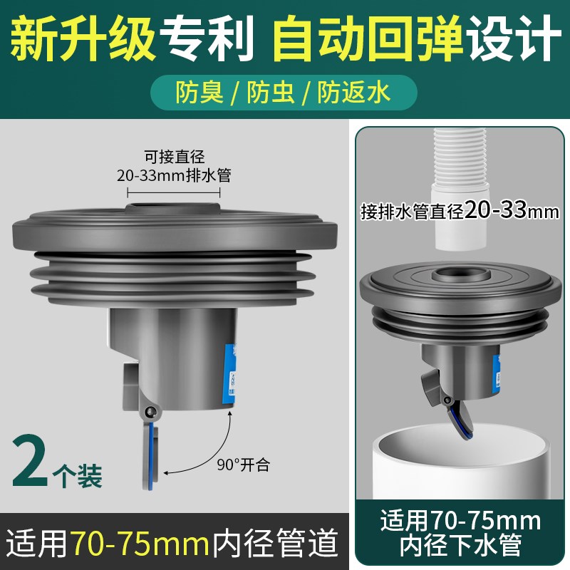 下水管防臭密封圈防返臭神器下水道洗衣机堵口器厨房排水管硅胶塞