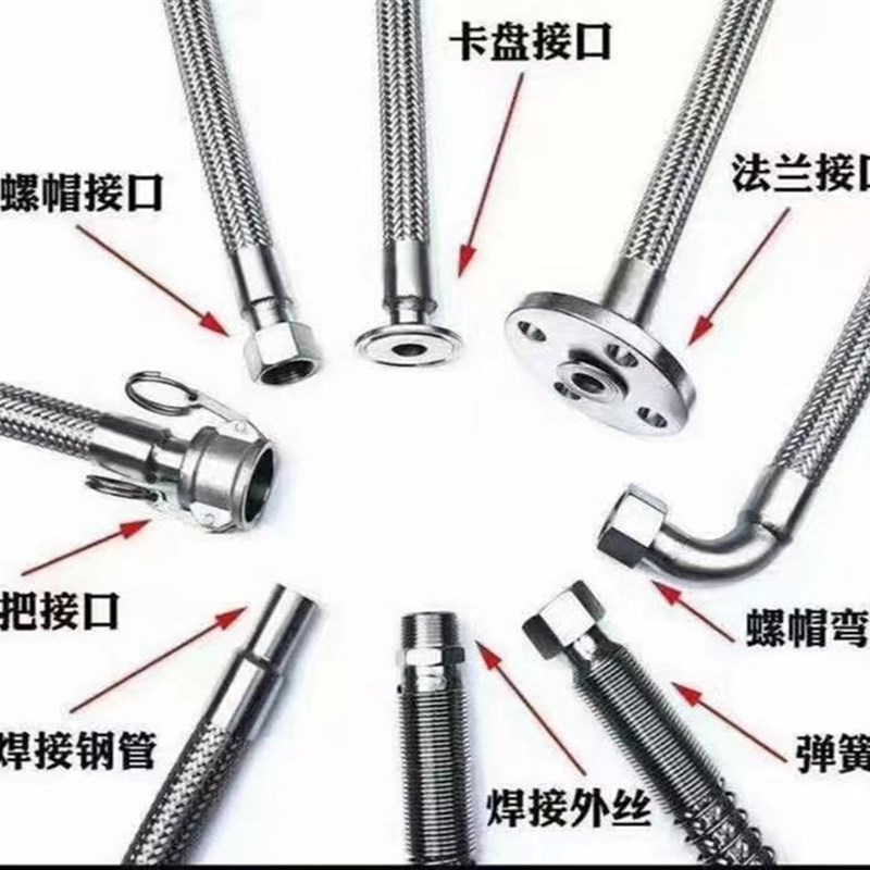 304不锈钢法兰金属编制软管蒸汽管道耐高温高压软管波纹管连接器