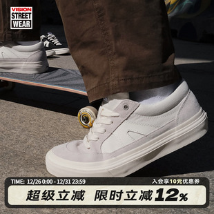 男女街头运动板鞋 VISION官方 STICK复古象牙白低帮翻毛皮帆布鞋