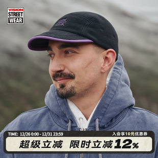 VISION官方 复古摇粒绒刺绣五片帽软顶棒球鸭舌帽 美式