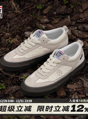 VISION官方 CHOPPER象牙白复古T字头反毛皮男女帆布鞋美式滑板鞋