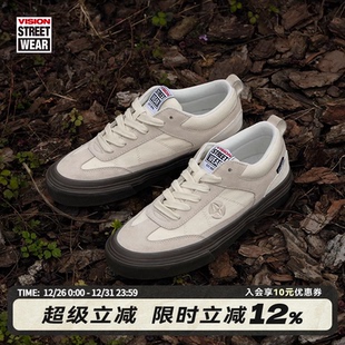 滑板鞋 美式 CHOPPER象牙白复古T字头反毛皮男女帆布鞋 VISION官方