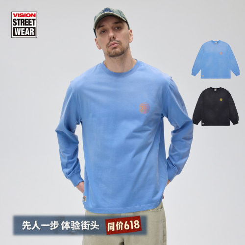 VISION水洗做旧长T运动T恤