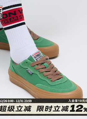 VISION官方 FLAT TOP绿色低帮经典翻毛皮帆布鞋男女街头滑板鞋