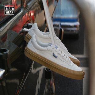 男女街头运动滑板鞋 TOP米白色低帮翻毛皮帆布鞋 FLAT VISION官方