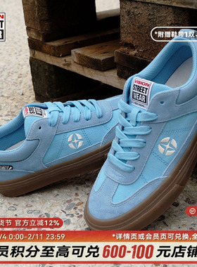 VISION官方 CHOPPER天空蓝复古T字头反毛皮男女帆布鞋美式滑板鞋