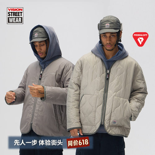 VISION官方 Primaloft®棉葫芦纹双面穿夹棉拉链外套男女秋新款