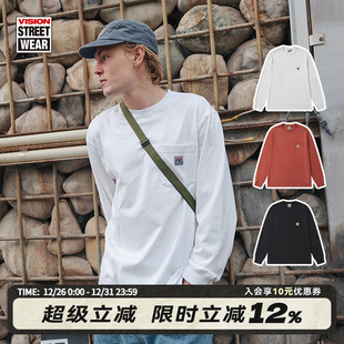 T恤街头宽松口袋T恤男女3色可选 BOXLOGO长袖 VISION官方 经典
