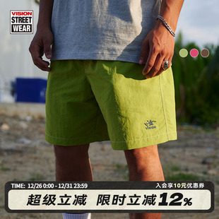 新款 复古街头滑板运动抽绳宽松尼龙梭织短裤 多色 经典 VISION官方