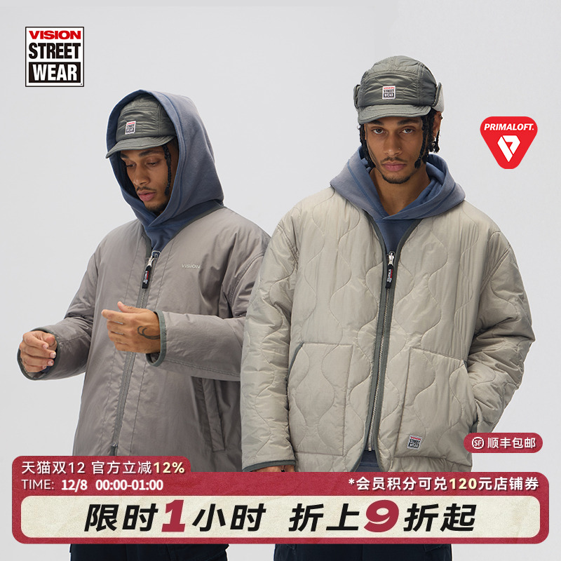 VISION官方 Primaloft®棉葫芦纹双面穿夹棉拉链外套男女秋新款