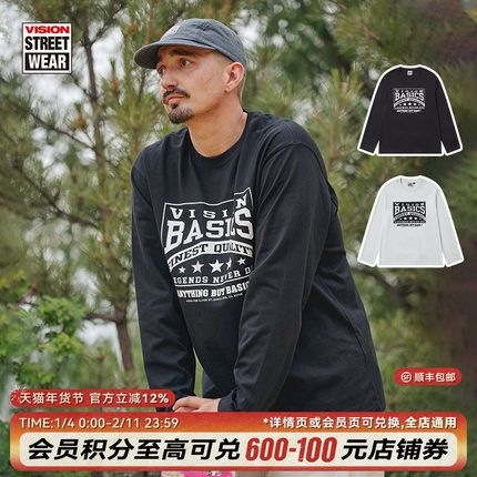 VISION官方  历史复刻图案VISION BASICS宽松长袖T恤街头男女2色