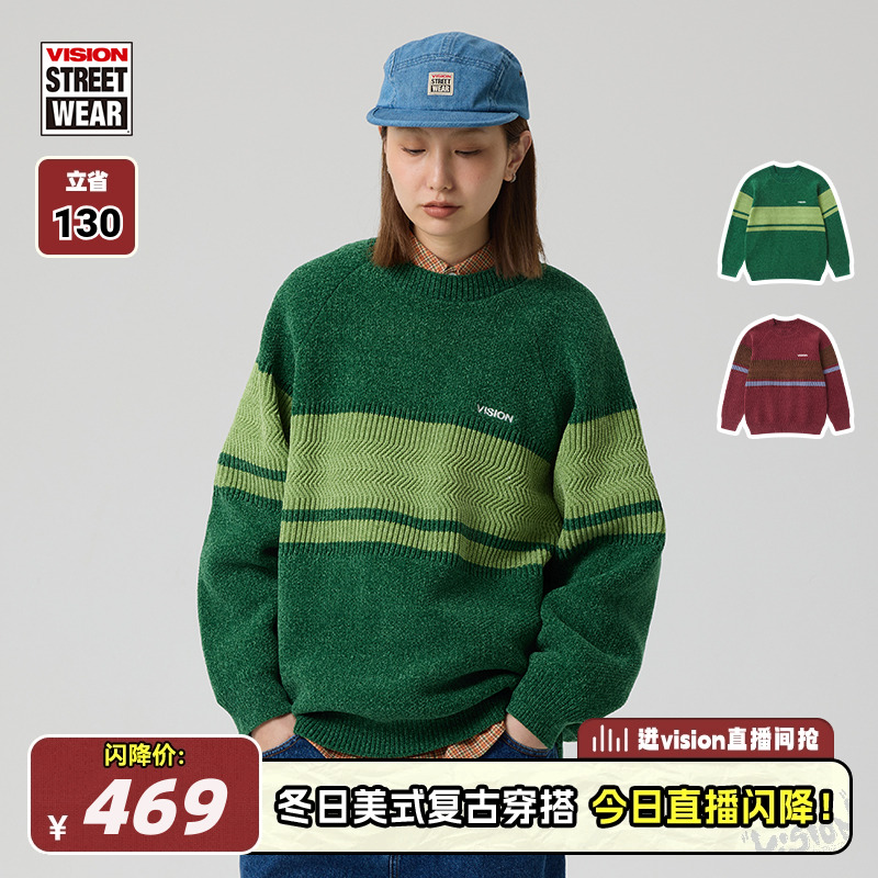 VISION官方美式复古针织衫