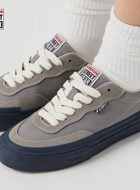 VISION官方  FLAT TOP灰色低帮经典翻毛皮帆布鞋男女街头滑板鞋