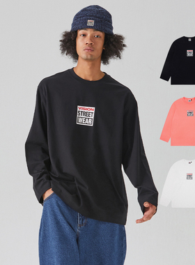 VISION官方 经典BOXLOGO美式街头3色圆领长袖T恤男女