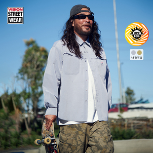 UPF100 VISION官方 衬衫 街头户外皱感格纹防晒长袖 美式
