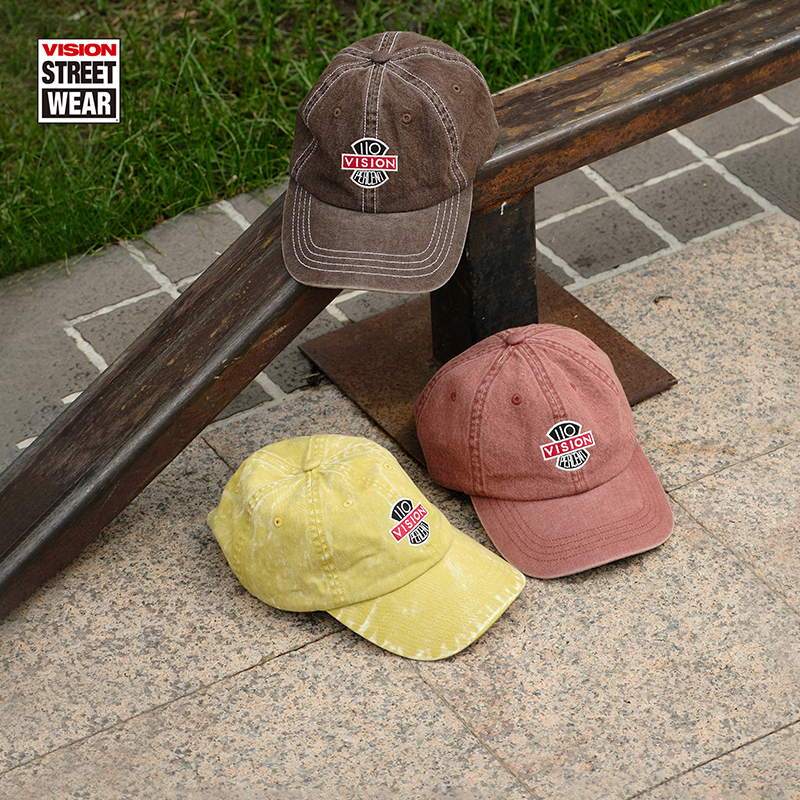 VISION官方  美式复古做旧水洗软顶棒球帽男女25春季3色