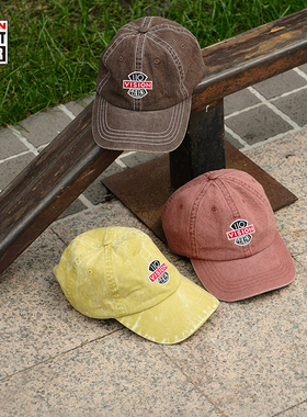 VISION官方  美式复古做旧水洗软顶棒球帽男女25春季3色