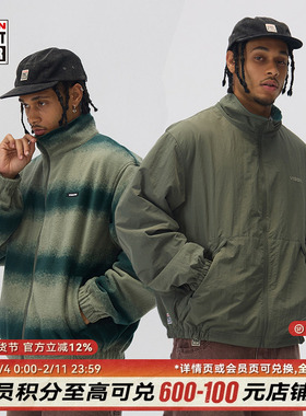 VISION官方 美式复古条纹晕染双面穿摇粒绒防风夹克2色男女新款