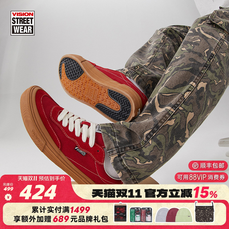 VISION官方  FLAT TOP低帮经典翻毛皮帆布鞋男女街头潮流滑板鞋