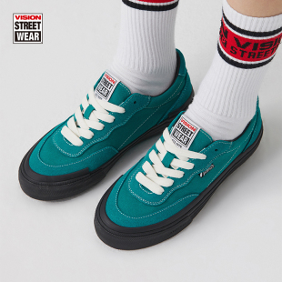 VISION官方 TOP松石绿低帮翻毛皮帆布鞋 男女街头滑板鞋 FLAT